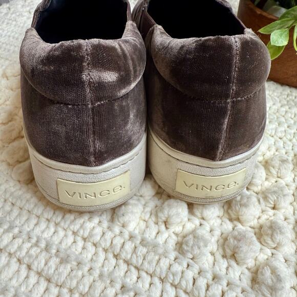 VINCE Women's Sz 10 Warren Velvet Platform Slip On Sneaker Shoes Chocolate Brown - Picture 9 of 15